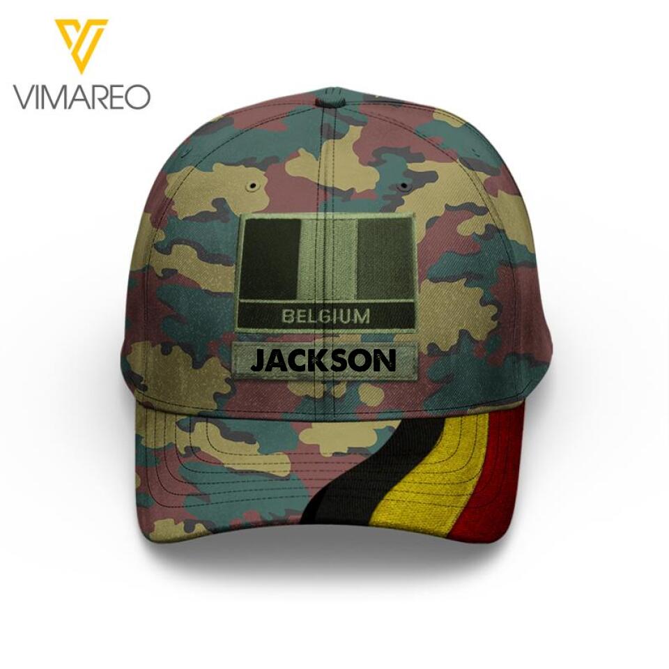 Personalized Belgian Soldier Camo Peaked Cap Printed 22MAR-LN14