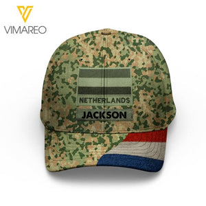 Personalized Netherlands Soldier Camo Peaked Cap Printed 22MAR-LN14