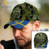 Personalized Swedish Soldier Camo Peaked Cap Printed 22MAR-LN14