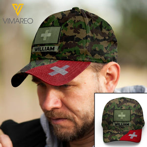 Personalized Swiss Soldier Camo Peaked Cap Printed 22MAR-LN14