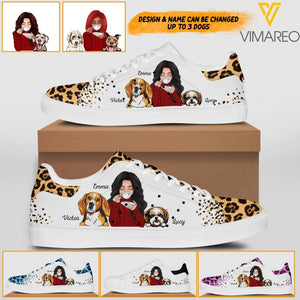 Personalized Girl With Dog Breed Lowtop Shoes Printed DMDT1503