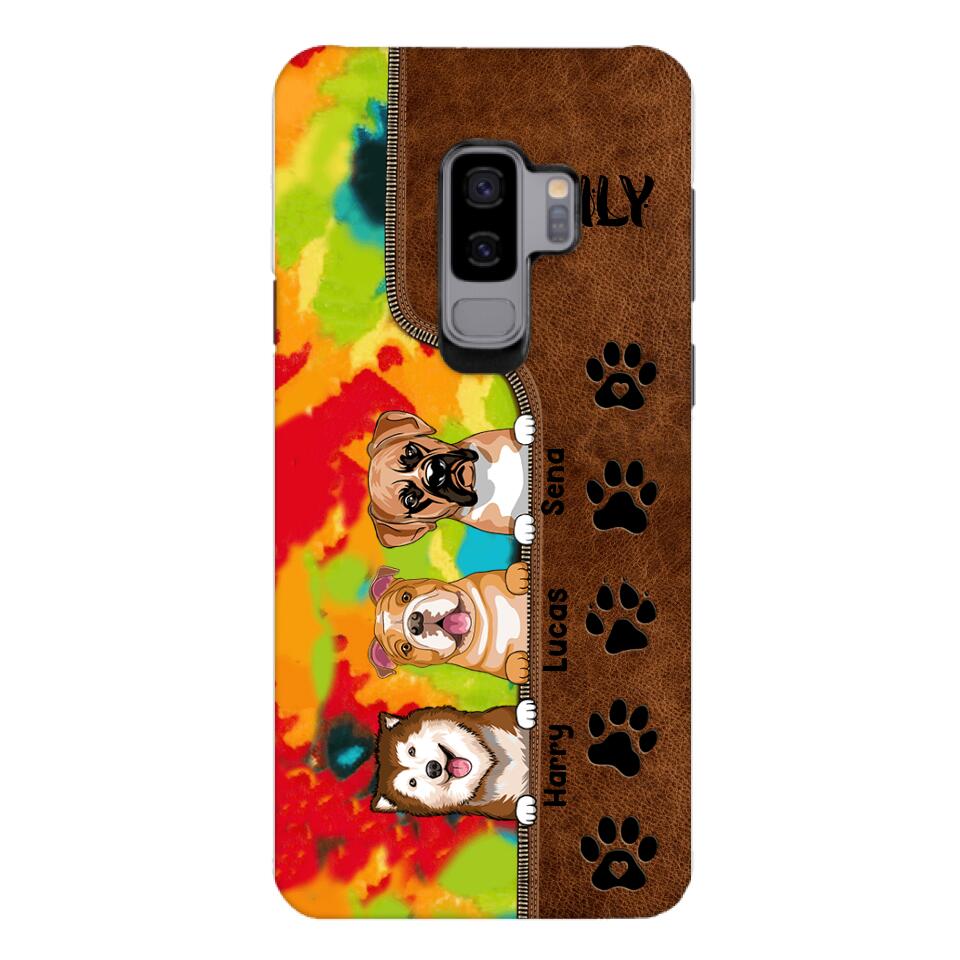Personalized Dog Lovers Leather Tie Dye Phonecase DMTN1603