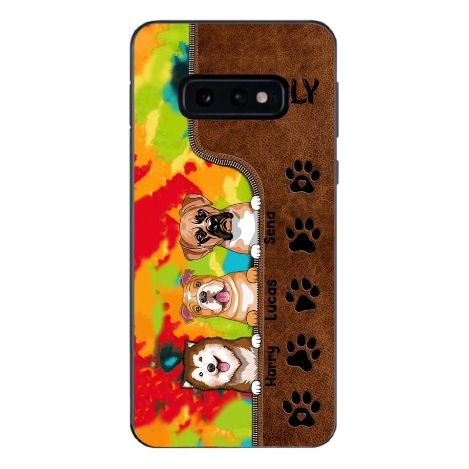 Personalized Dog Lovers Leather Tie Dye Phonecase DMTN1603