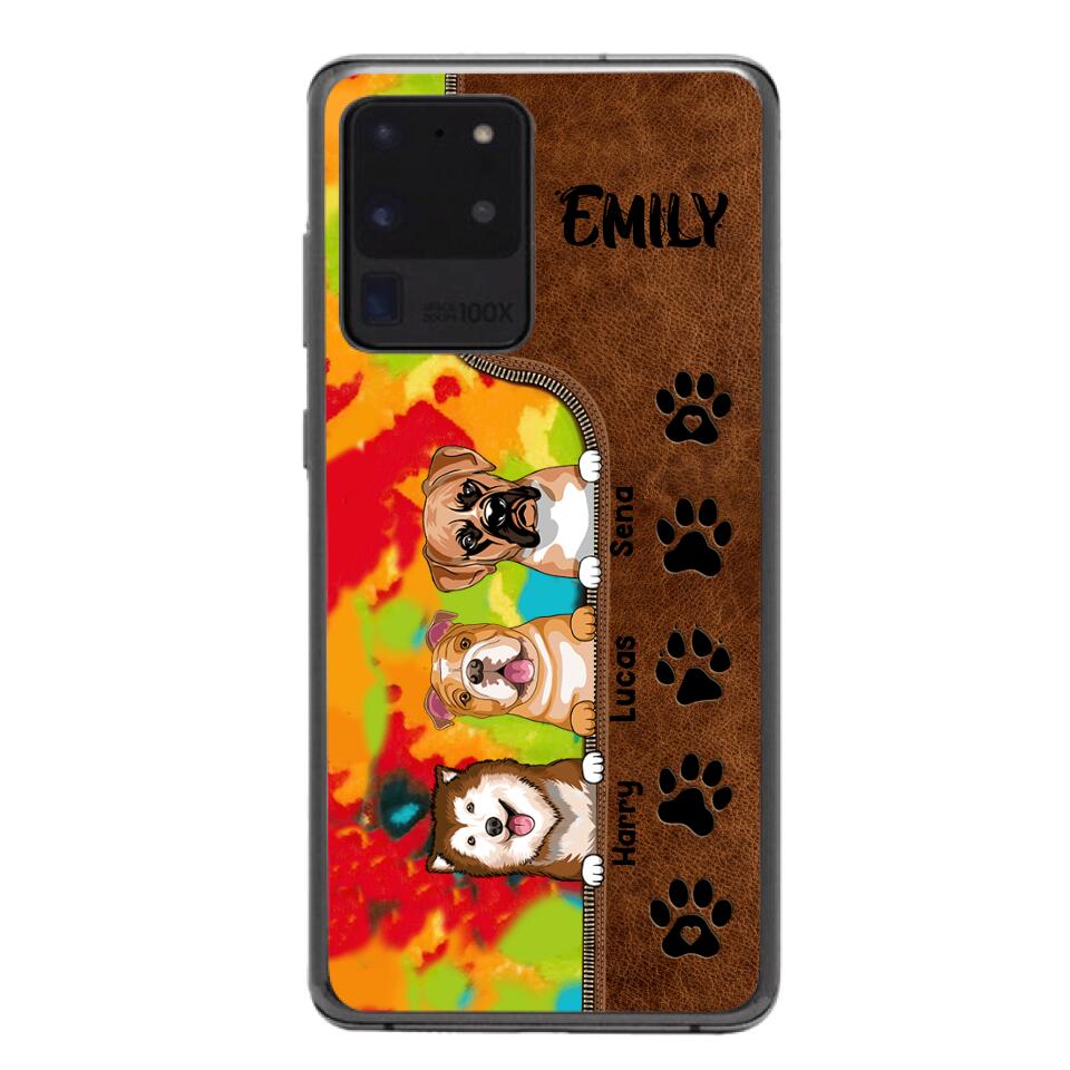 Personalized Dog Lovers Leather Tie Dye Phonecase DMTN1603