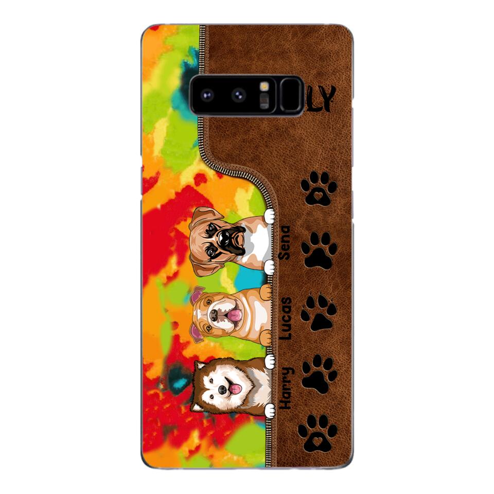 Personalized Dog Lovers Leather Tie Dye Phonecase DMTN1603
