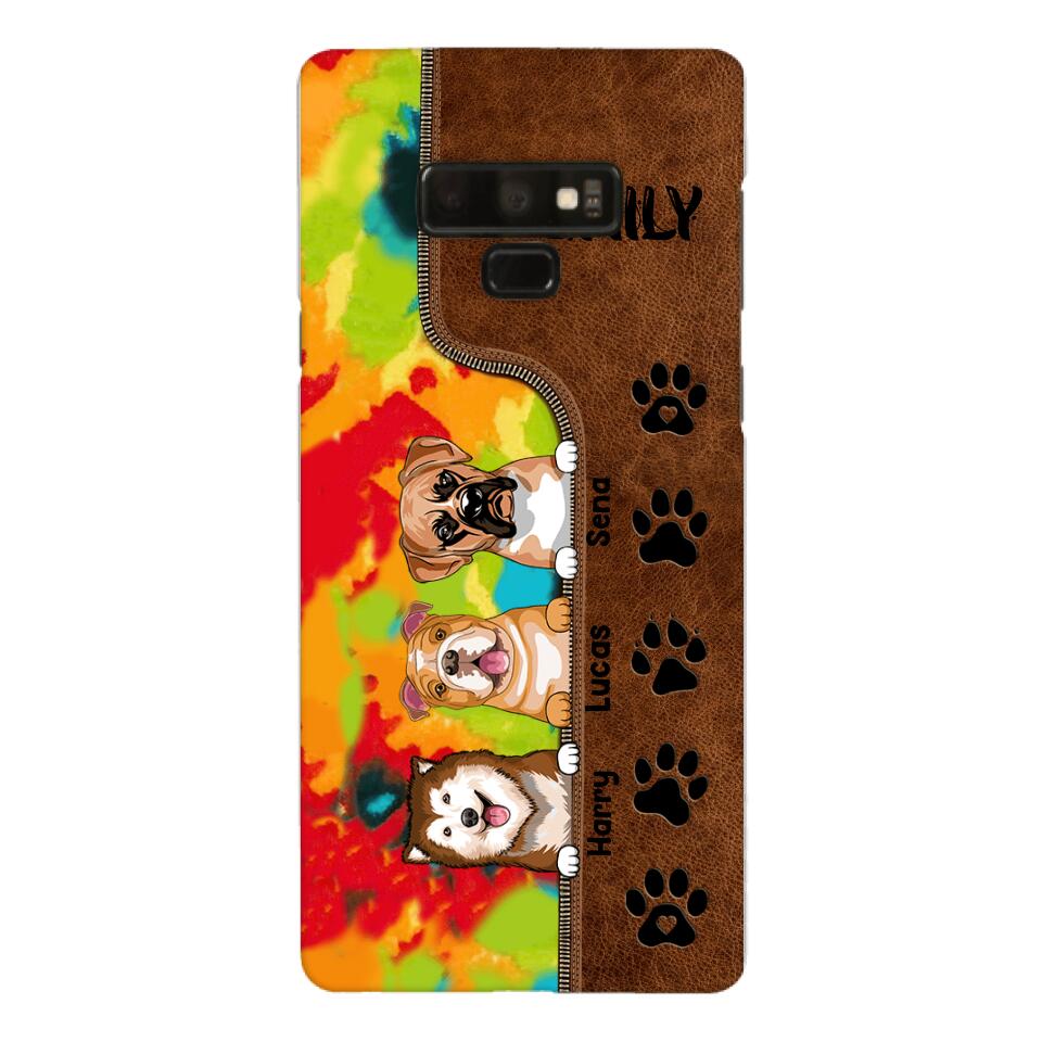Personalized Dog Lovers Leather Tie Dye Phonecase DMTN1603