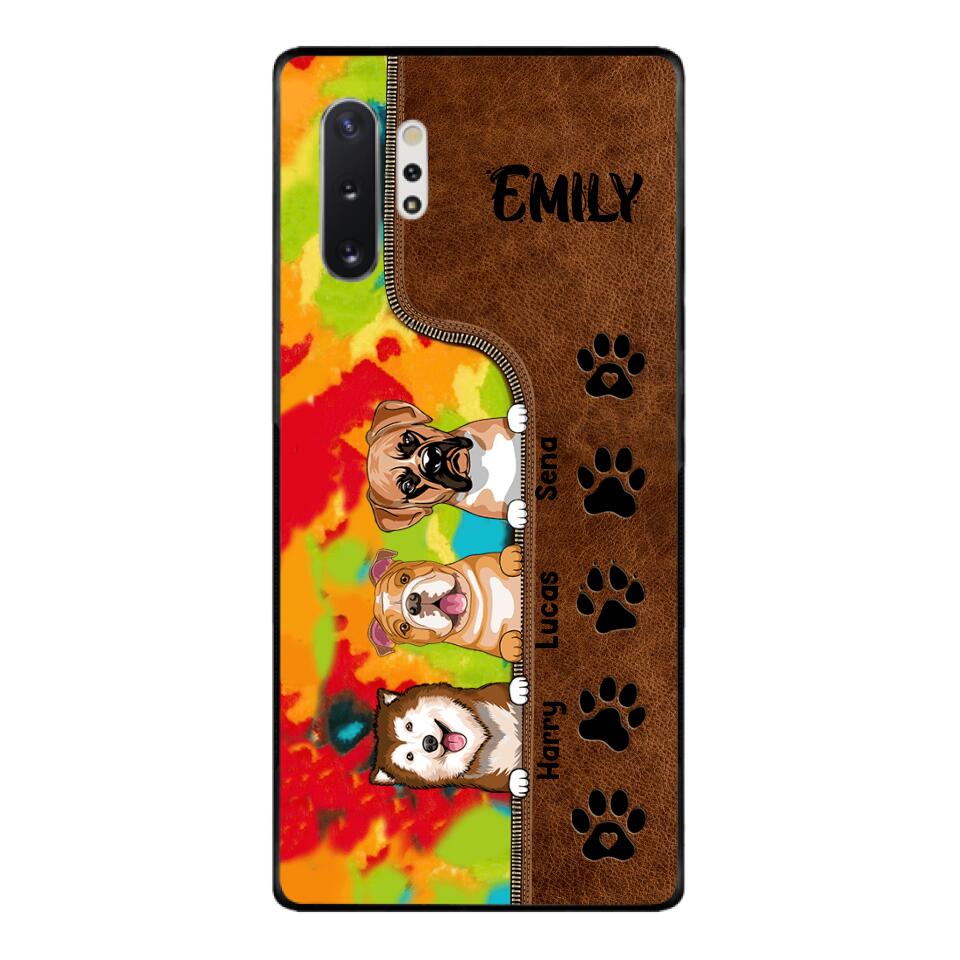Personalized Dog Lovers Leather Tie Dye Phonecase DMTN1603