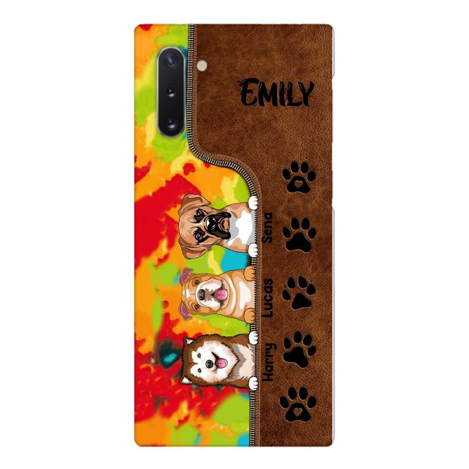 Personalized Dog Lovers Leather Tie Dye Phonecase DMTN1603