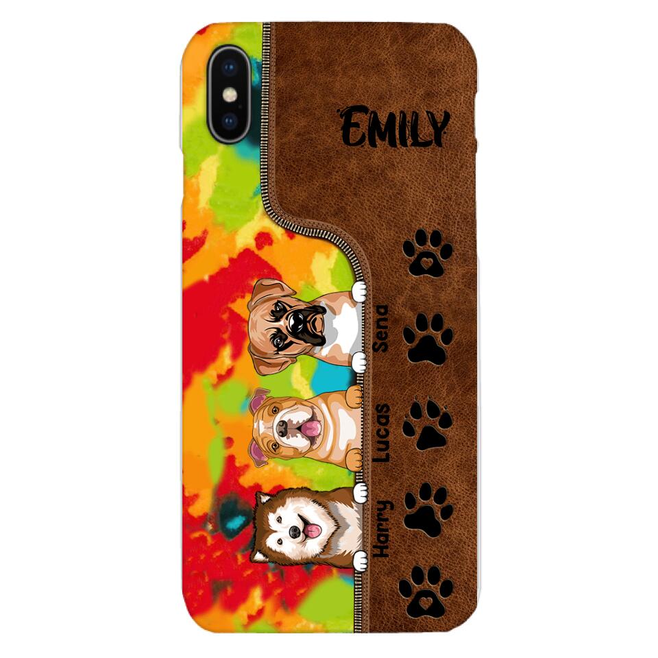 Personalized Dog Lovers Leather Tie Dye Phonecase DMTN1603