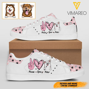 Personalized Peace Love Dog Shoes Printed QTHQ1603