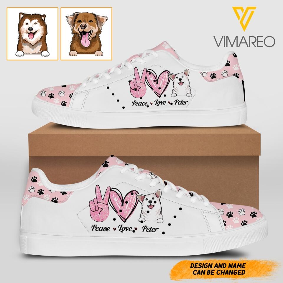 Personalized Peace Love Dog Shoes Printed QTHQ1603