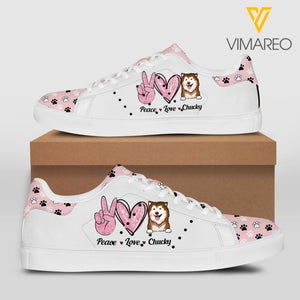 Personalized Peace Love Dog Shoes Printed QTHQ1603