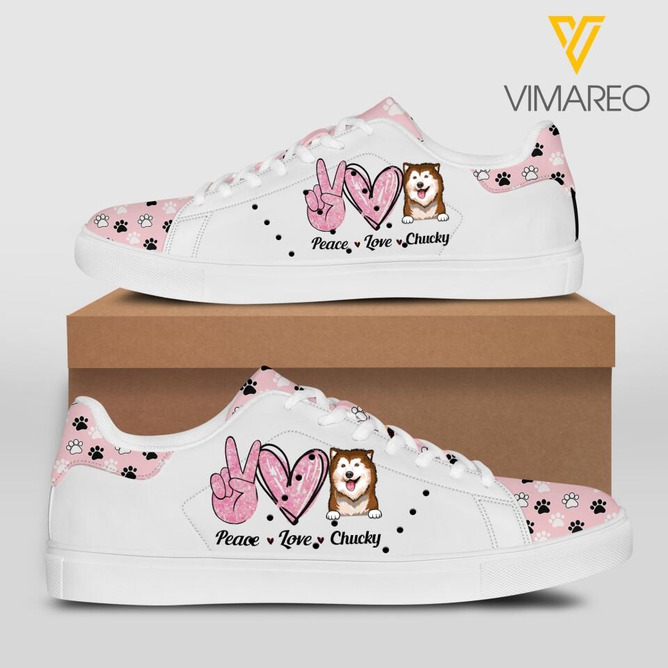 Personalized Peace Love Dog Shoes Printed QTHQ1603