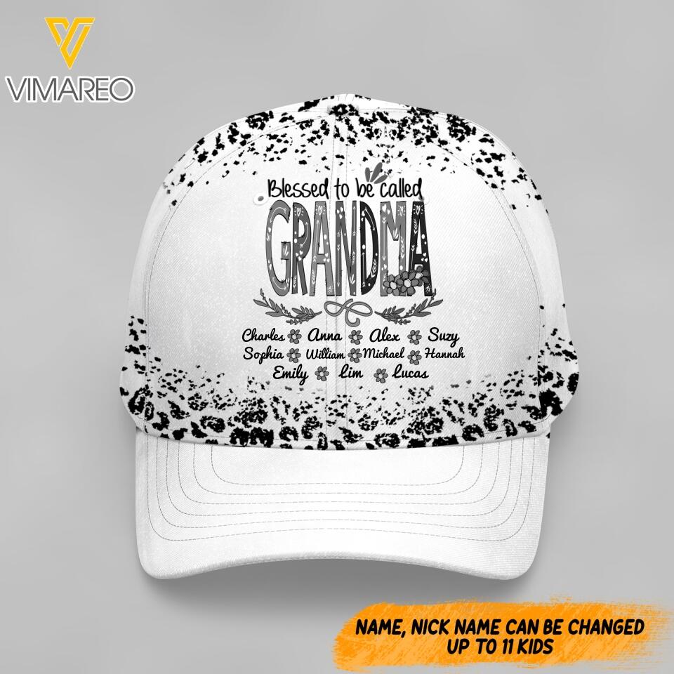Personalized Blessed To Be Called Grandma Kid Name Peaked Cap DMMQ1603