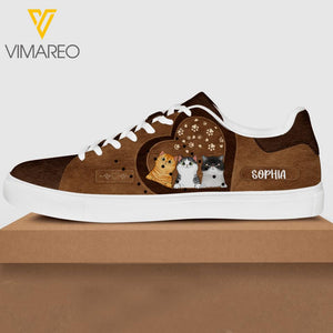 Personalized Cat Lovers Leather Shoes DMDT1603