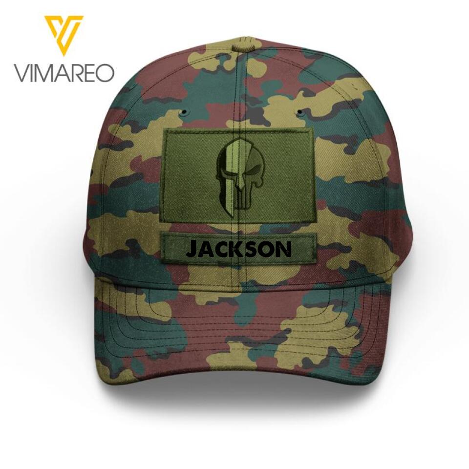 Personalized Belgium Soldier Camo Peaked Cap Printed 22MAR-LN21
