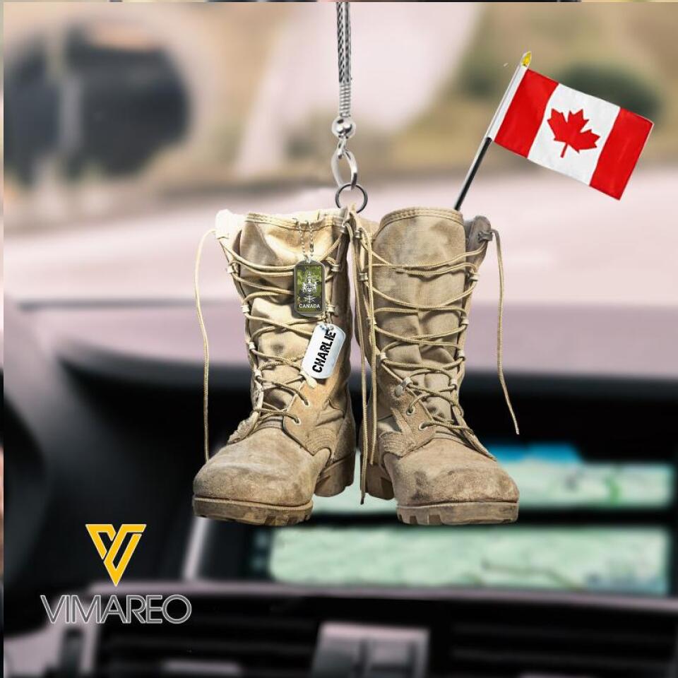 PERSONALIZED CANADIAN VETERAN CAMO CAR HANGING ORNAMENT 3C