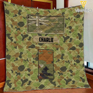 Personalized Australian Veteran Camo Quilt Blanket Printed MTVQ2203