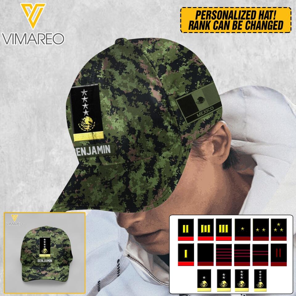 Personalized Mexico Rank Soldier Camo Peaked Cap Printed M3Q