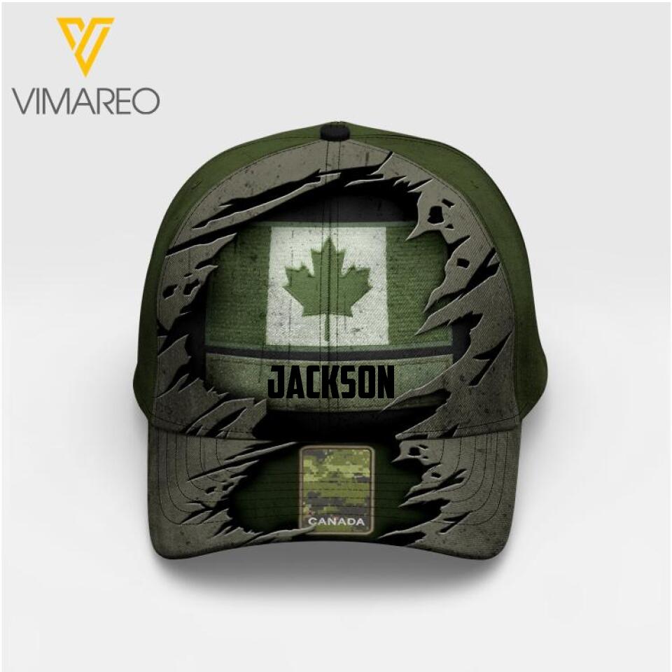 PERSONALIZED CANADIAN VETERAN CAMO RANK PEAKED CAP MTTN2303
