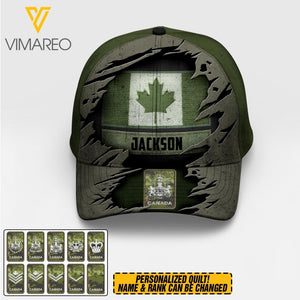 PERSONALIZED CANADIAN VETERAN CAMO RANK PEAKED CAP MTTN2303