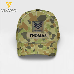 Personalized Australian Soldier Camo Peaked Cap Printed 22MAR-HC26