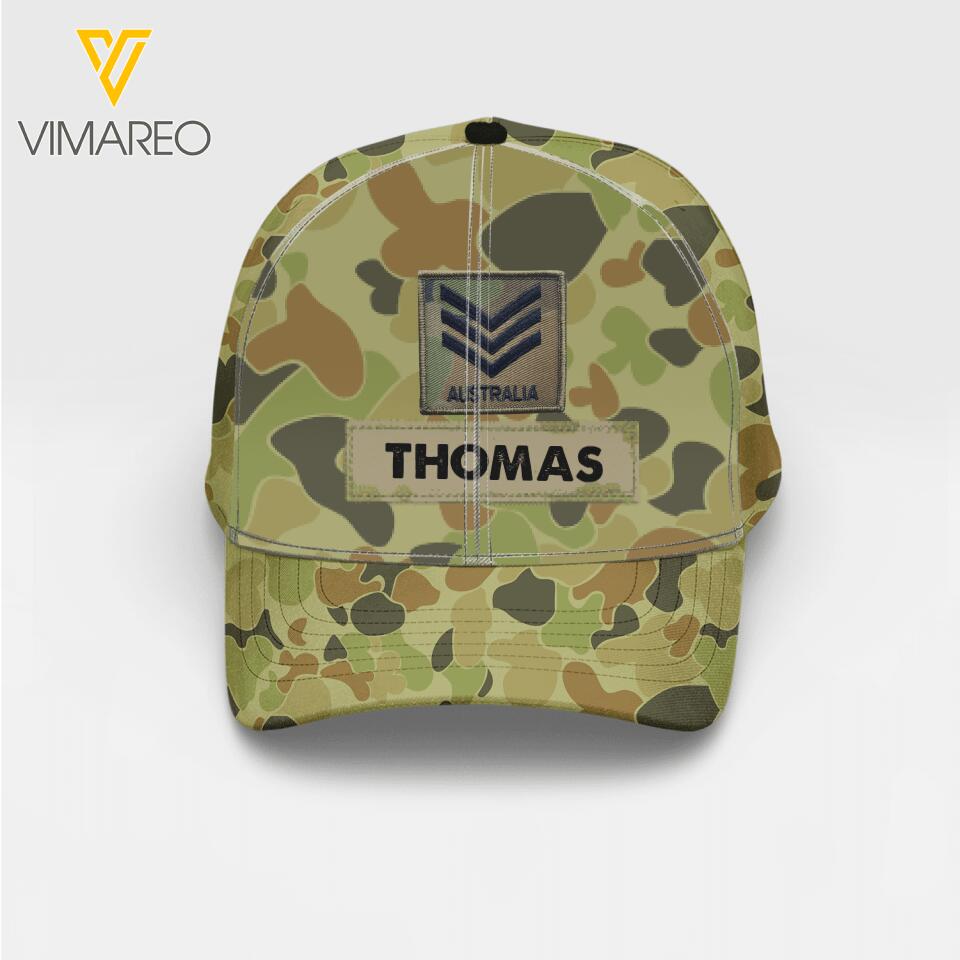 Personalized Australian Soldier Camo Peaked Cap Printed 22MAR-HC26