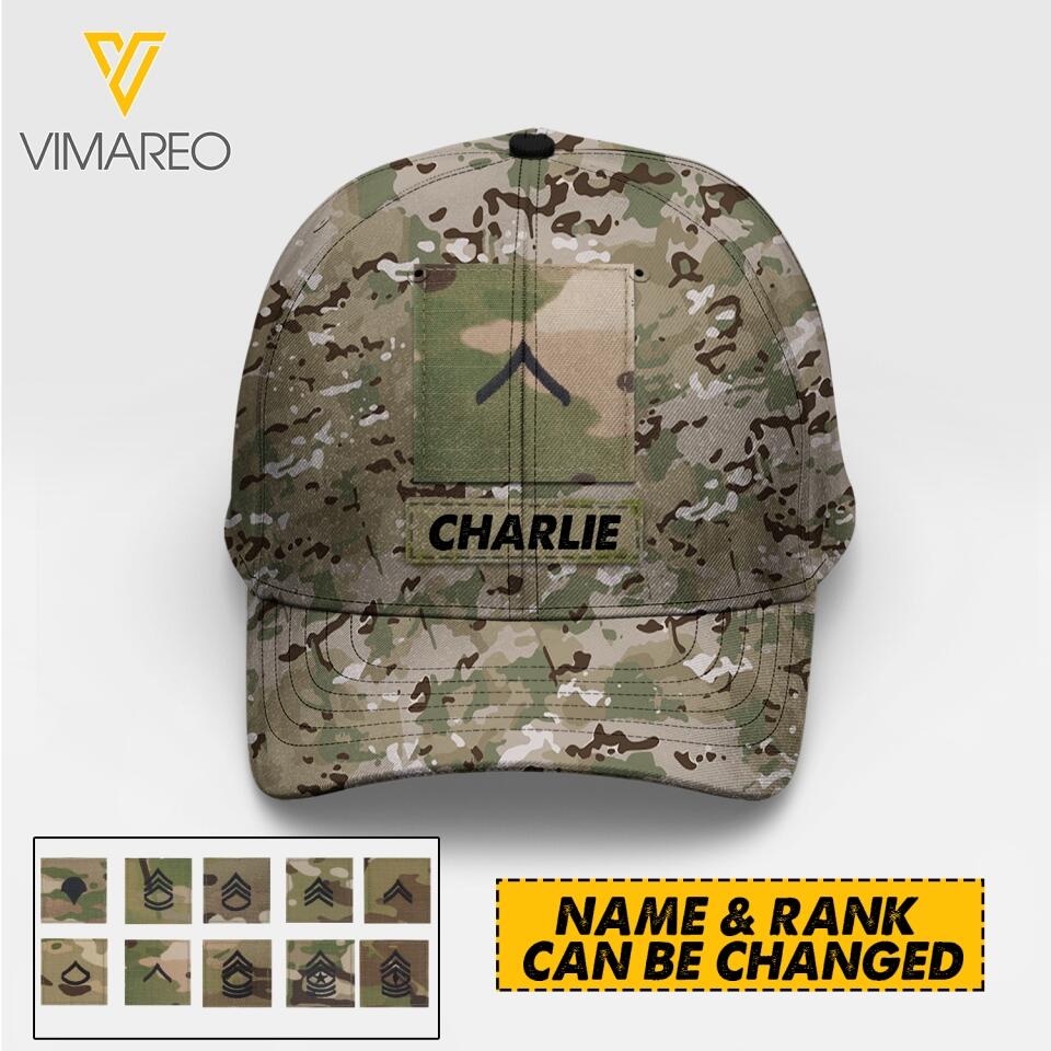 Personalized U.S Soldier Camo Peaked Cap Printed 22MAR-HC26
