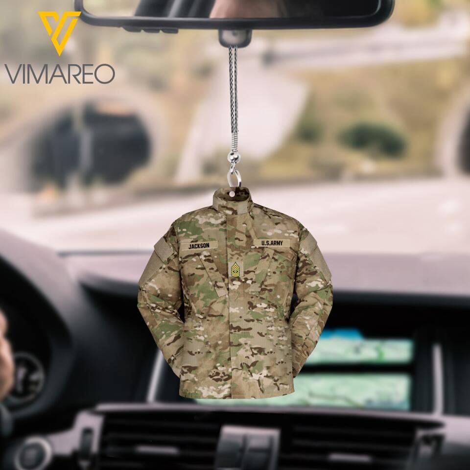 PERSONALIZED US VETERAN CAMO CAR HANGING ORNAMENT MTDT2803
