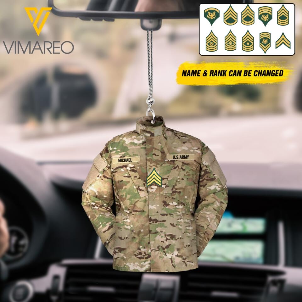 PERSONALIZED US VETERAN CAMO CAR HANGING ORNAMENT MTDT2803