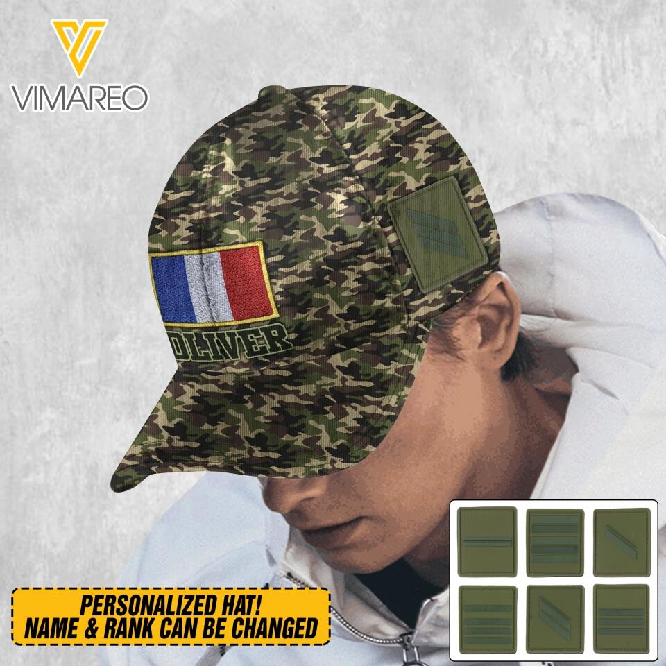 Personalized French Soldier Camo Peaked Cap Printed MTTN2803