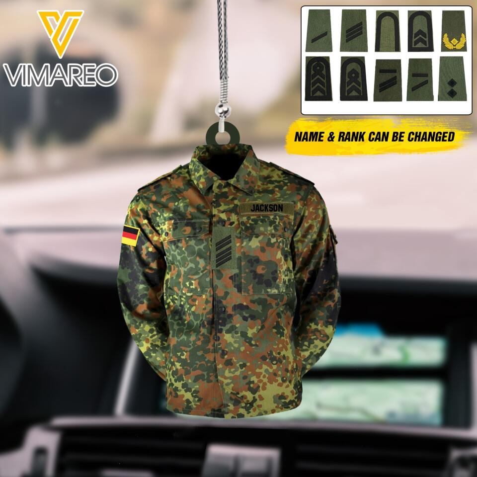 PERSONALIZED GERMANY VETERAN CAMO CAR HANGING ORNAMENT MTDT2903