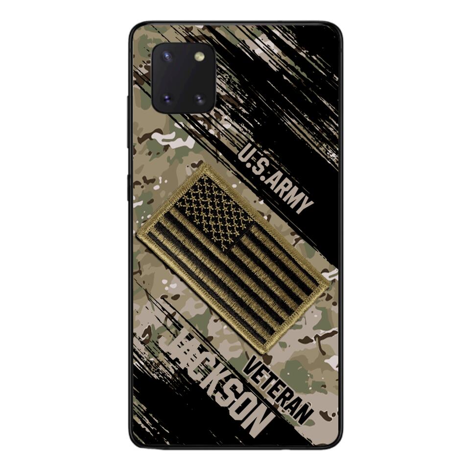 Personalized U.S Army Veteran Camo Phone Case Printed QTDT2903