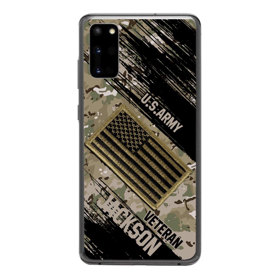Personalized U.S Army Veteran Camo Phone Case Printed QTDT2903