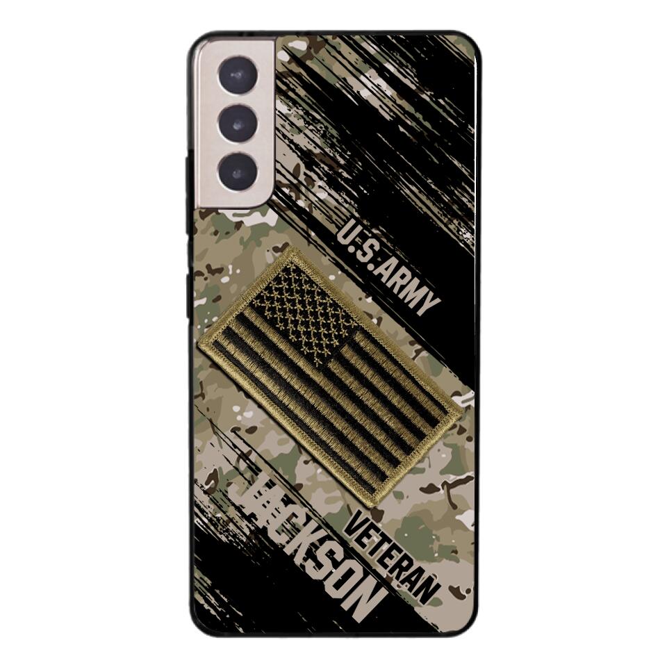 Personalized U.S Army Veteran Camo Phone Case Printed QTDT2903