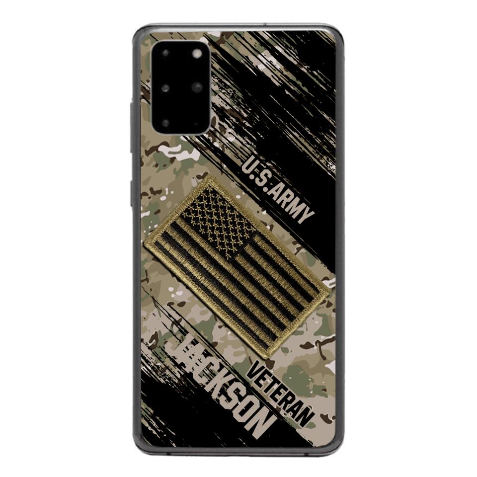 Personalized U.S Army Veteran Camo Phone Case Printed QTDT2903