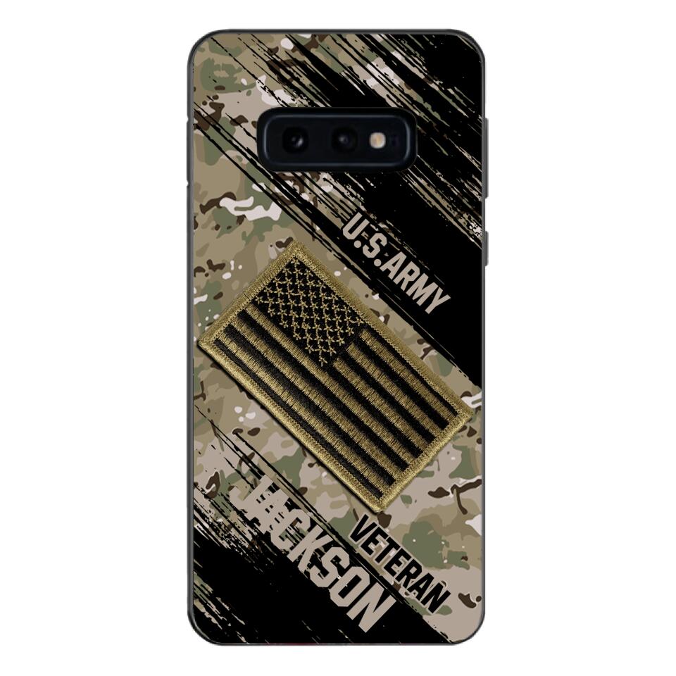 Personalized U.S Army Veteran Camo Phone Case Printed QTDT2903