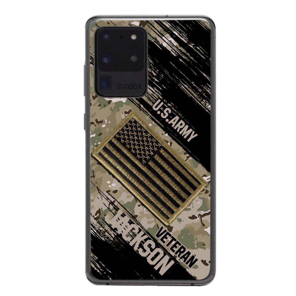 Personalized U.S Army Veteran Camo Phone Case Printed QTDT2903