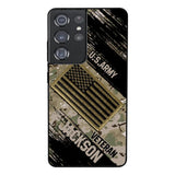 Personalized U.S Army Veteran Camo Phone Case Printed QTDT2903