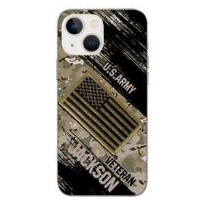 Personalized U.S Army Veteran Camo Phone Case Printed QTDT2903