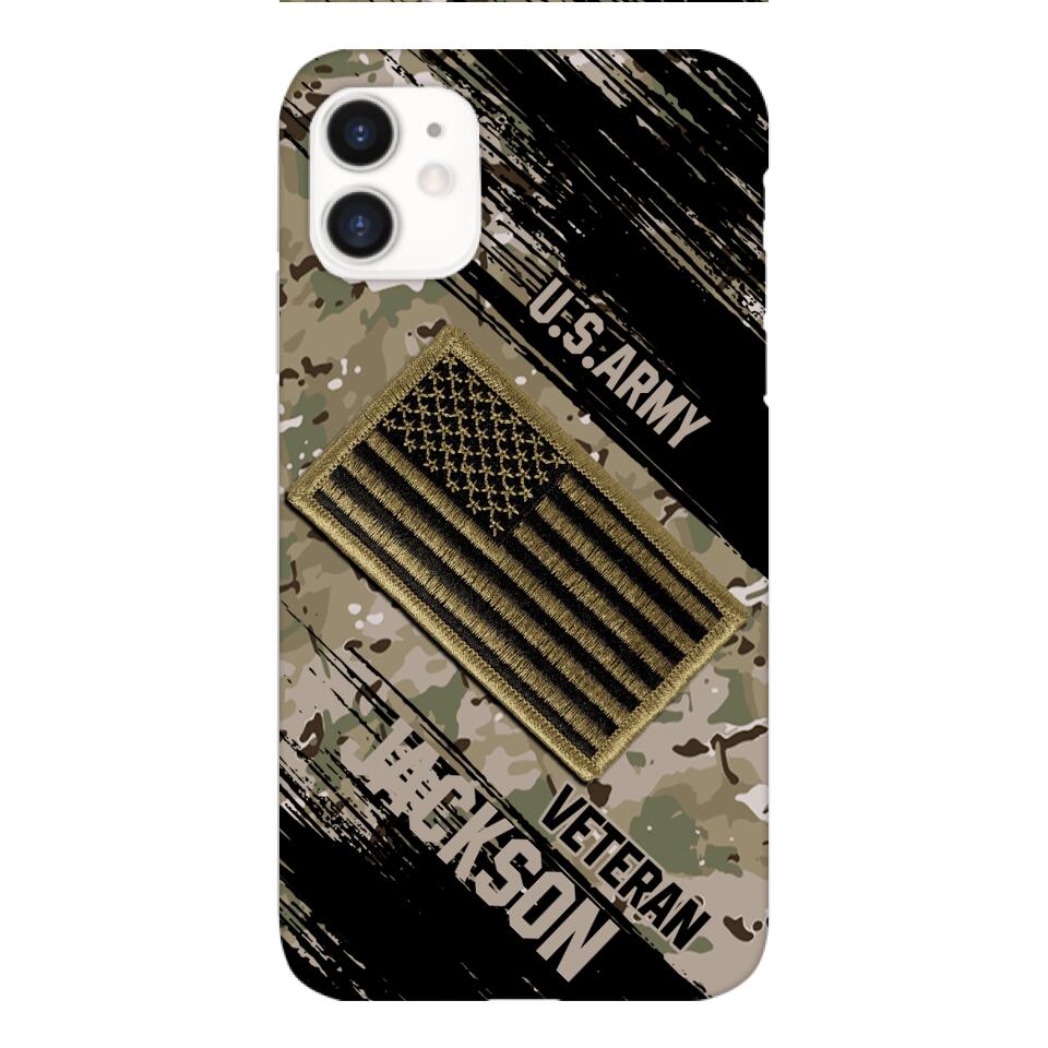 Personalized U.S Army Veteran Camo Phone Case Printed QTDT2903
