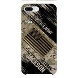 Personalized U.S Army Veteran Camo Phone Case Printed QTDT2903