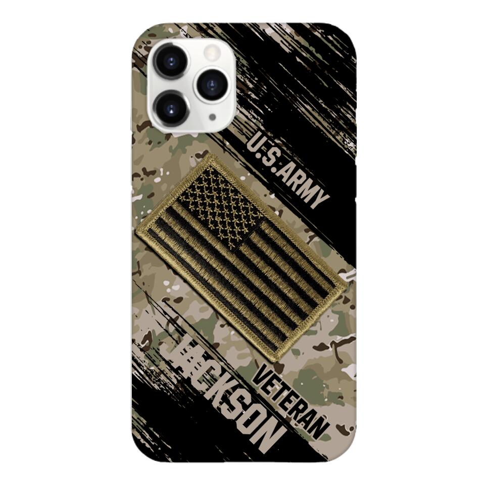 Personalized U.S Army Veteran Camo Phone Case Printed QTDT2903