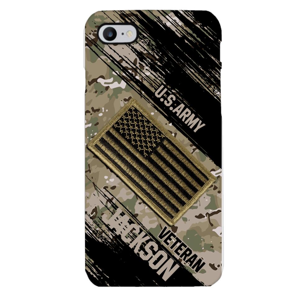 Personalized U.S Army Veteran Camo Phone Case Printed QTDT2903