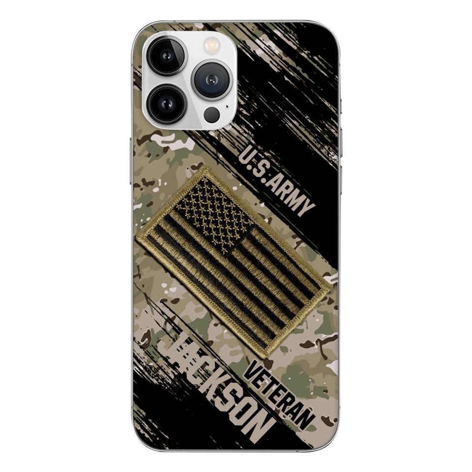 Personalized U.S Army Veteran Camo Phone Case Printed QTDT2903
