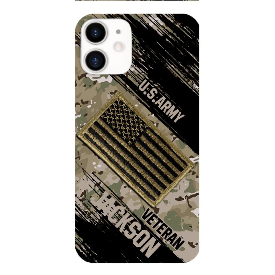 Personalized U.S Army Veteran Camo Phone Case Printed QTDT2903