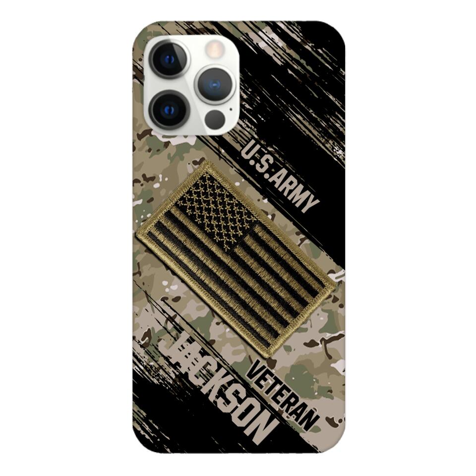 Personalized U.S Army Veteran Camo Phone Case Printed QTDT2903