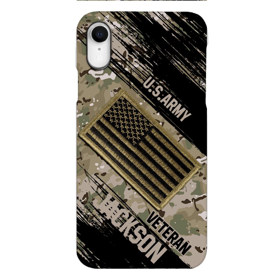 Personalized U.S Army Veteran Camo Phone Case Printed QTDT2903