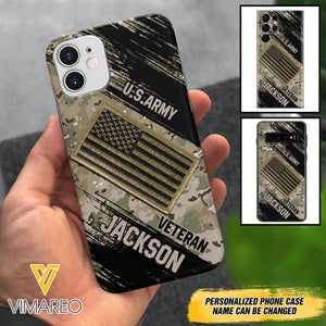 Personalized U.S Army Veteran Camo Phone Case Printed QTDT2903