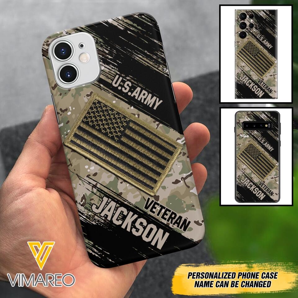 Personalized U.S Army Veteran Camo Phone Case Printed QTDT2903